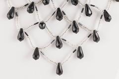 Dramatic black and clear bead bib necklace, attributed to Langani, Germany, 1960s