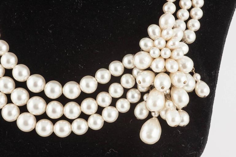 Louis Rousselet three row baroque pearl necklace with matching earrings ...