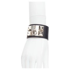 HERMES 2014 Medor Collier De Chien black PHW wide studded bracelet S