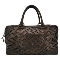 Loewe Amazona 44 in Brown Sac de voyage en cuir de veau tressé Intrecciato