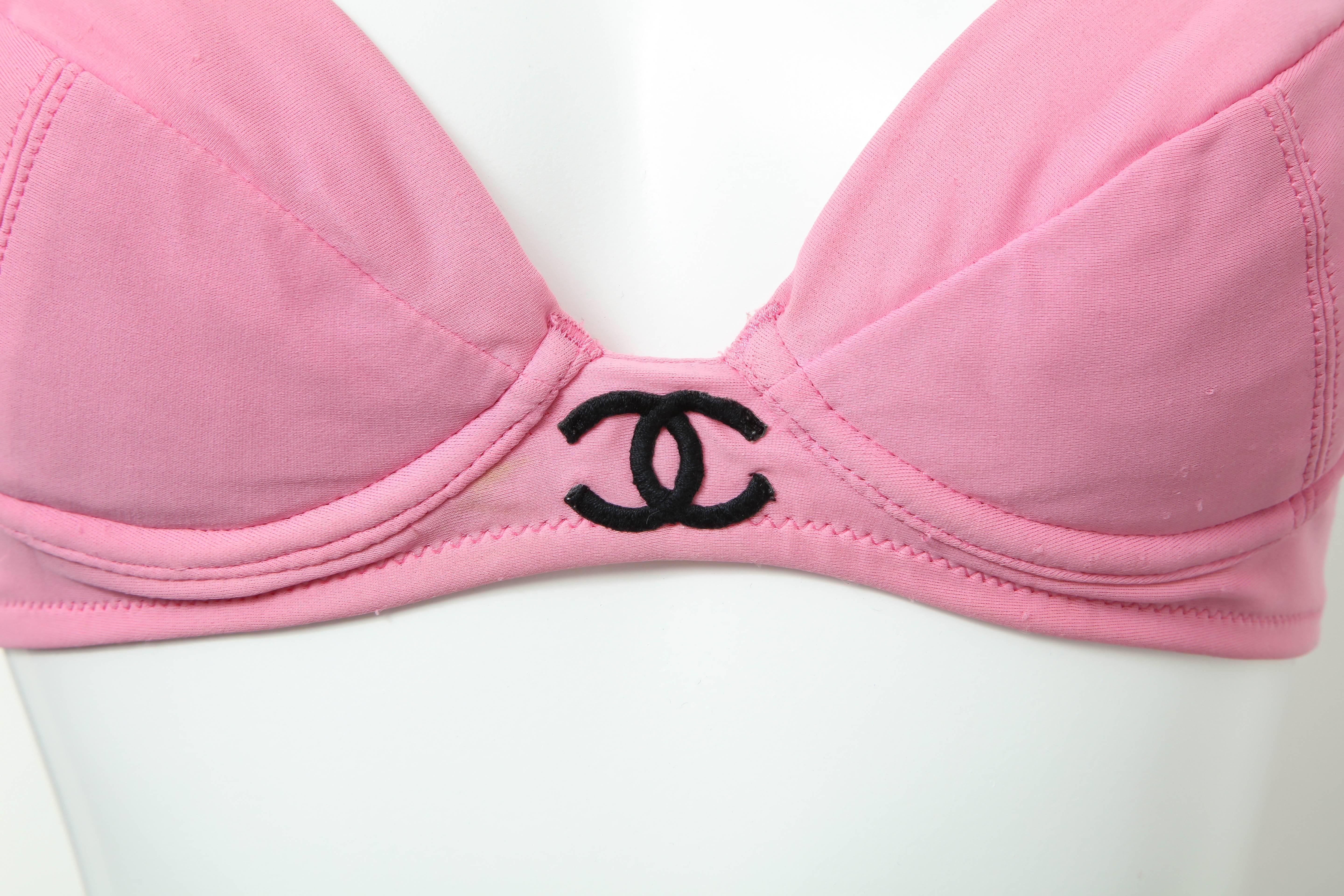 Women's Vintage Chanel 1995 Pink Bikini with CC
