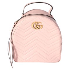 Gucci Pink Matelassé Calfskin GG Marmont Dome Backpack