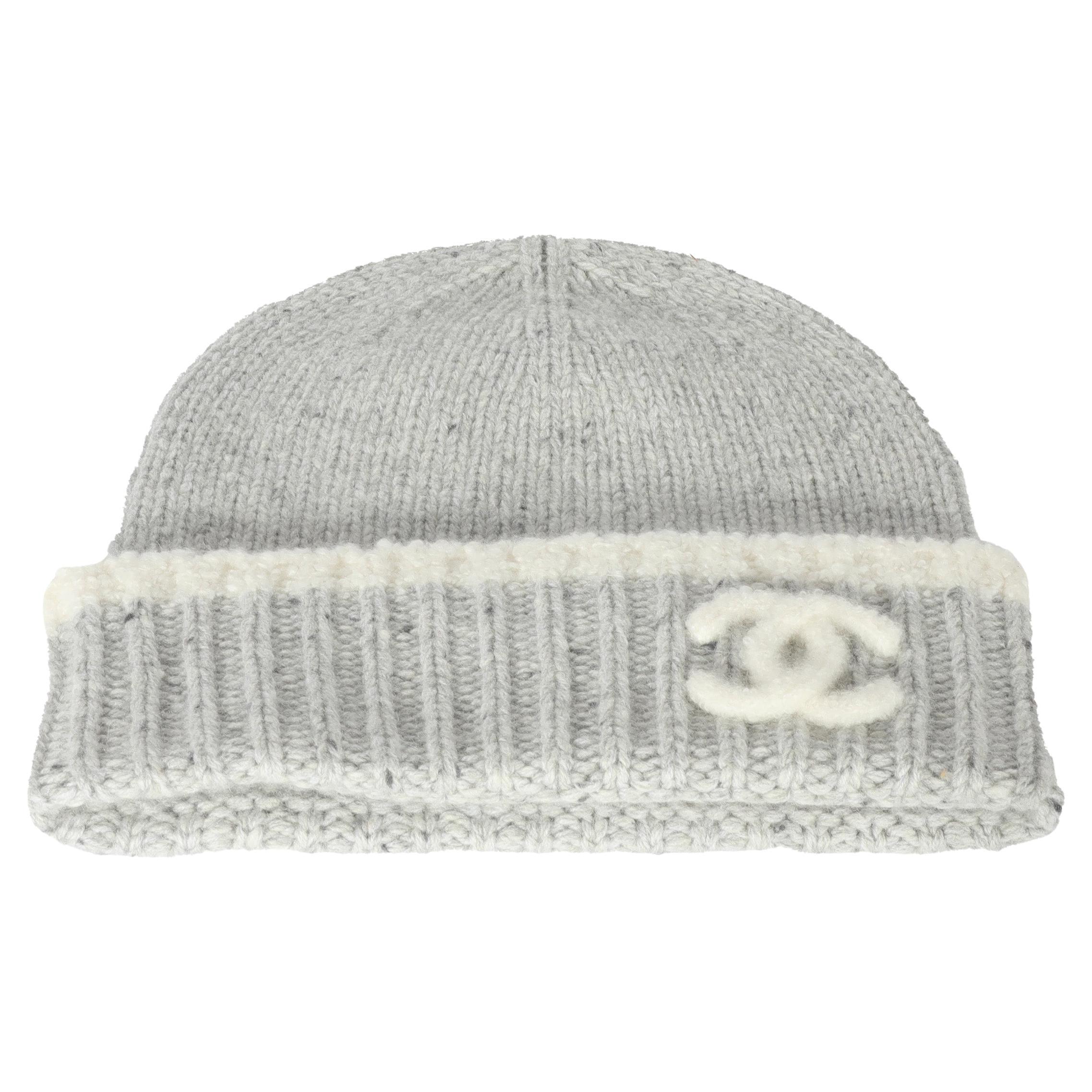 Chanel 22K Grey Cashmere CC Beanie