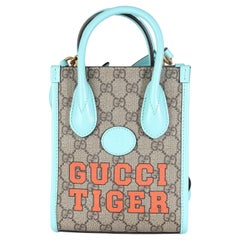 Mini fourre-tout Gucci en cuir bleu GG Supreme Canvas Tiger