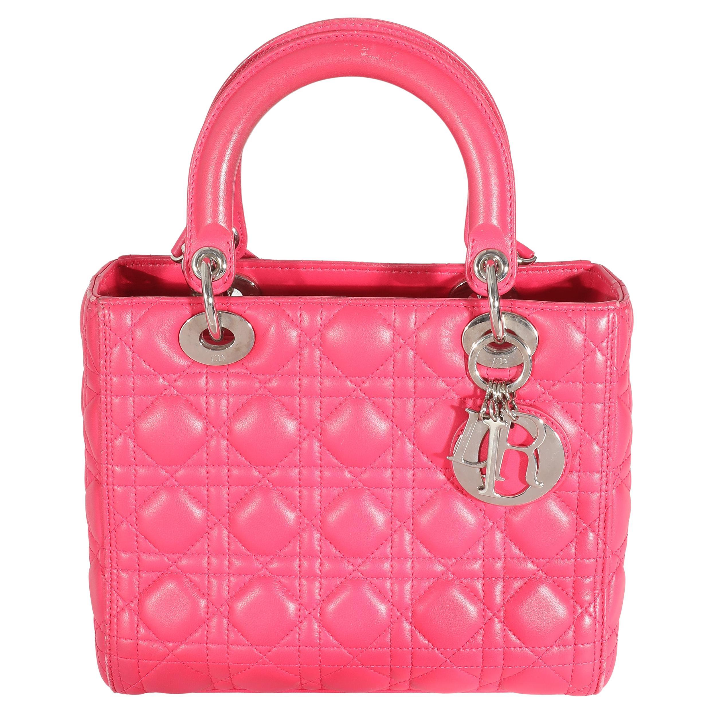 Christian Dior Pink Cannage Lambskin Medium Lady Dior For Sale