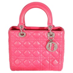 Christian Dior Piel de Cordero Cannage Rosa Mediana Lady Dior
