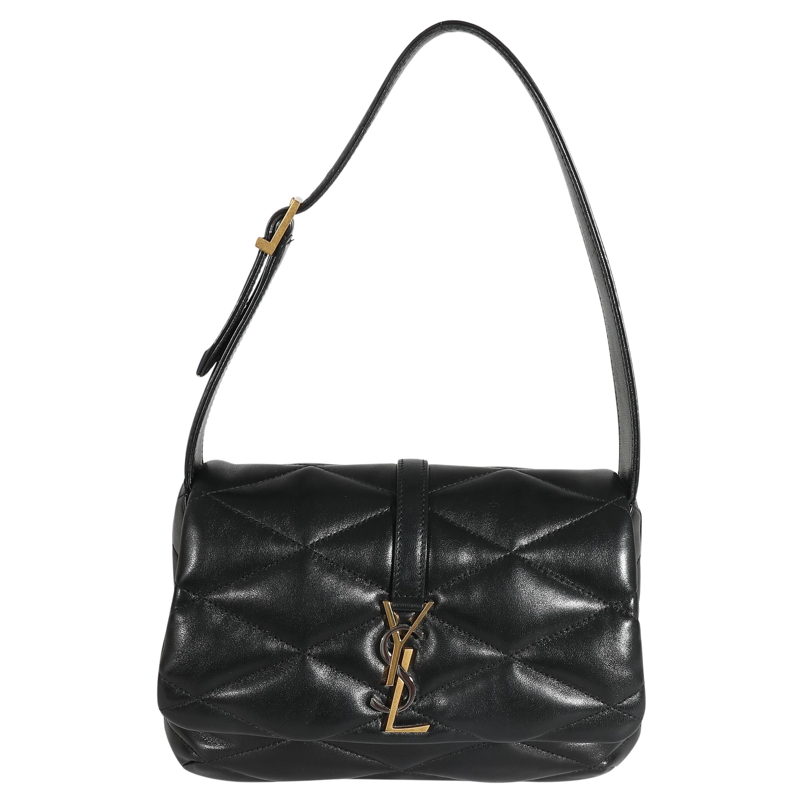 Saint Laurent Black Quilted Lambskin Le 57 Hobo For Sale