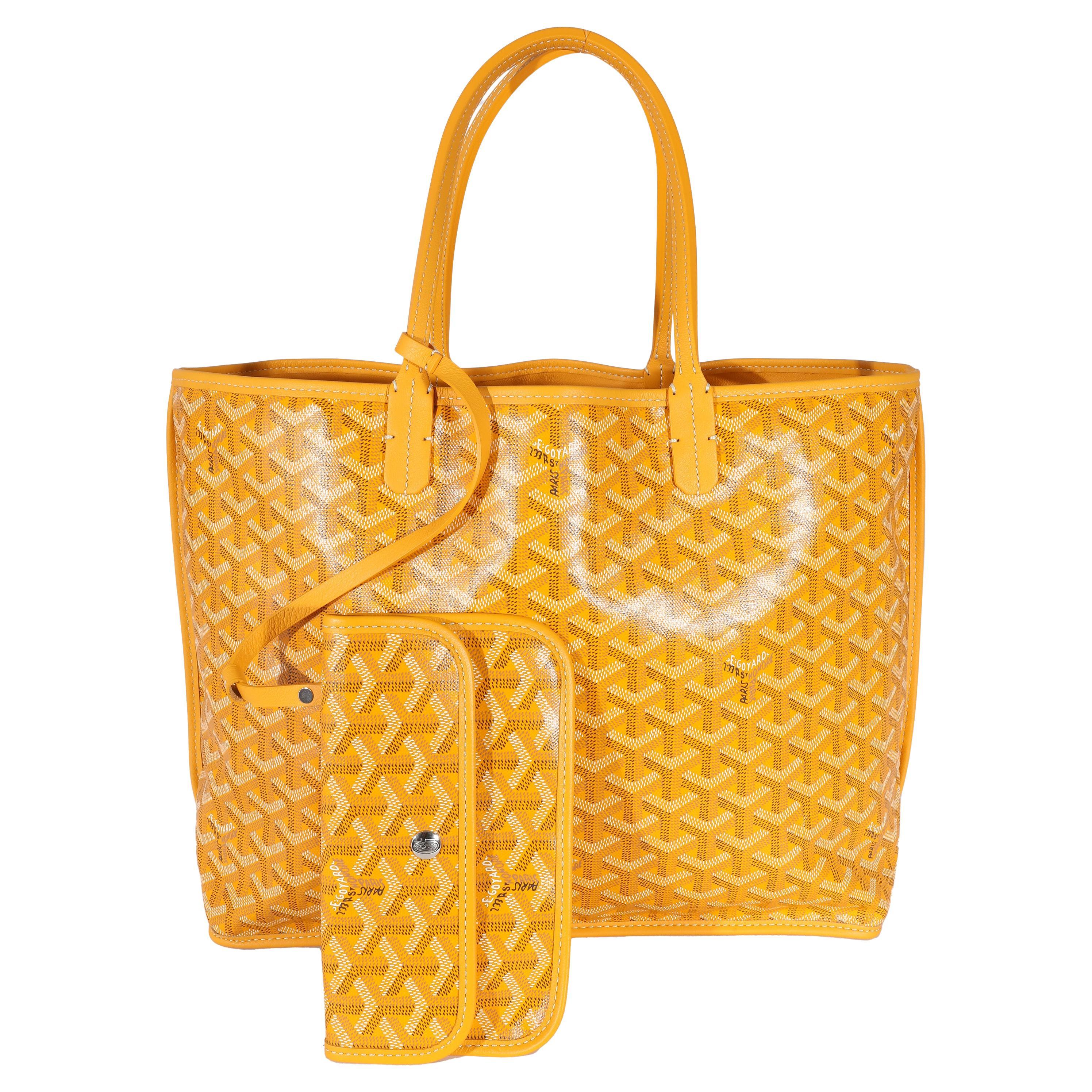 Goyard Yellow Goyardine Canvas Reversible Anjou PM