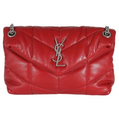 Saint Laurent Red Quilted Lambskin Small Loulou Puffer