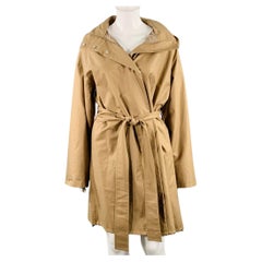 THE ROW Size XS Khaki Cotton Double Zipper Hooded Trenchcoat