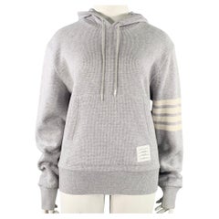 THOM BROWNE Taglia XL Grigio Crema Cashmere Lana Waffle Hoodie Casual Top