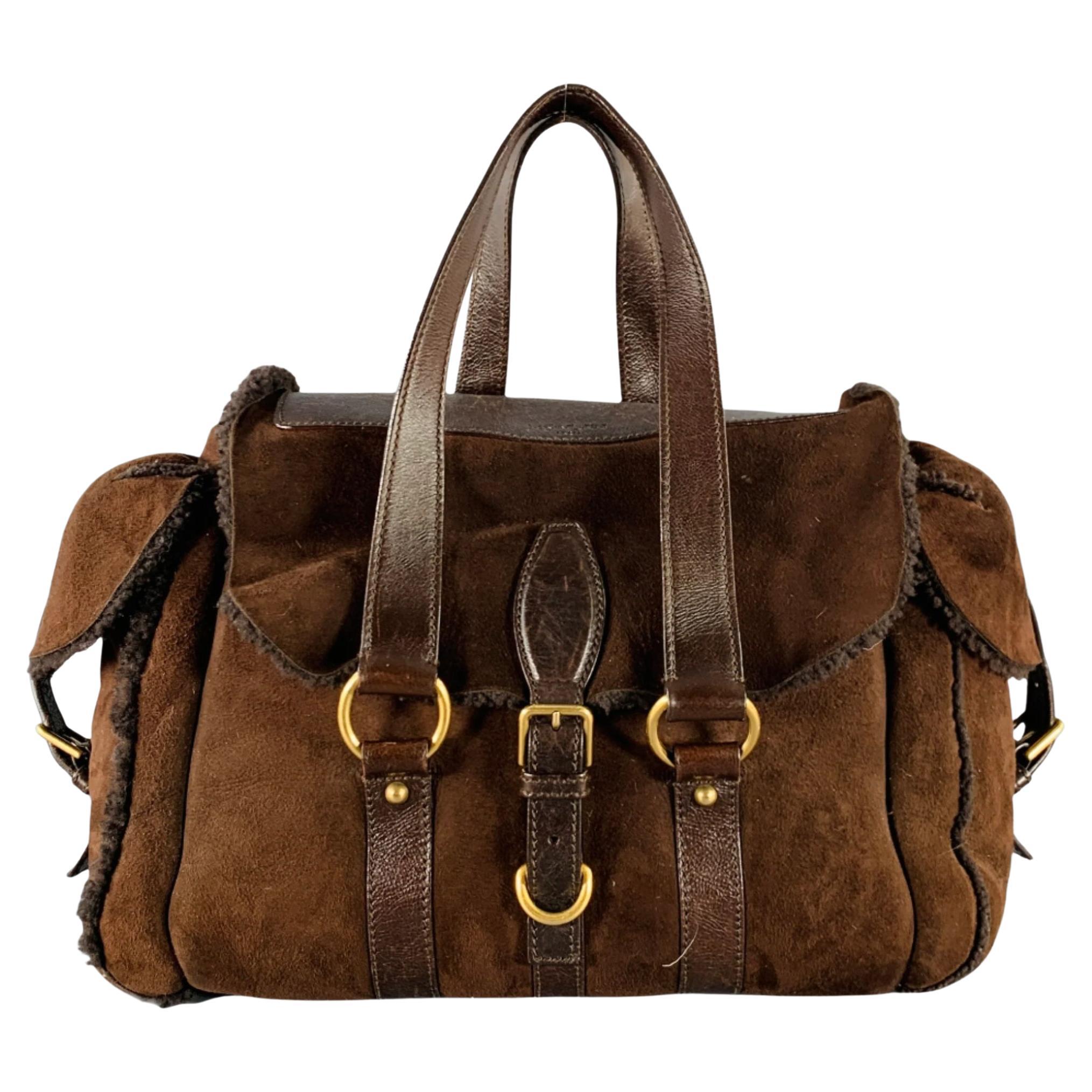 YVES SAINT LAURENT Brown Shearling Leather Shoulder Handbag