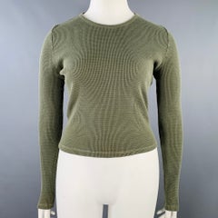 RALPH LAUREN Größe L Grün Olive Baumwolle Waffelstrick Crew Neck Pullover mit Rundhalsausschnitt