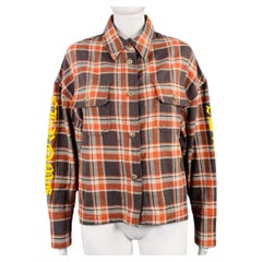 CHROME HEARTS - Camicia a quadri in cotone giallo arancio marrone taglia S