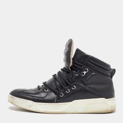 Dolce & Gabbana Schwarze Flagge High Top Turnschuhe aus Leder Größe 42