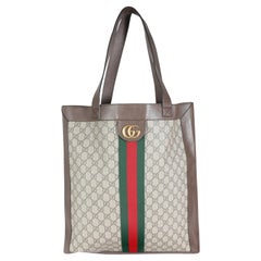 Gucci Brown GG Supreme Canvas Web Ophidia Vertical Shopping Tote