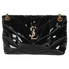 Saint Laurent - Sac à main en cuir verni matelassé - Petit Lou - Chaîne