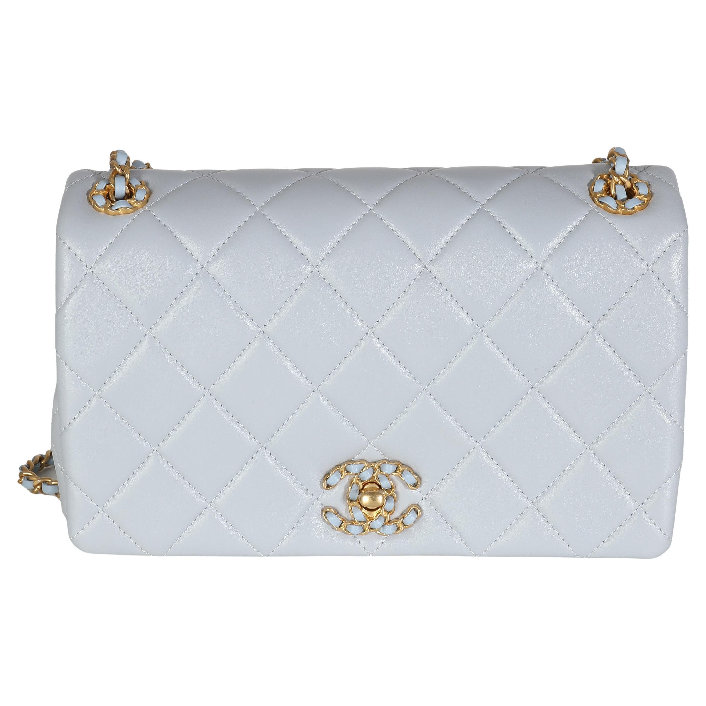 Chanel Lilac Quilted Lambskin Woven CC Full Flap Bag For Sale