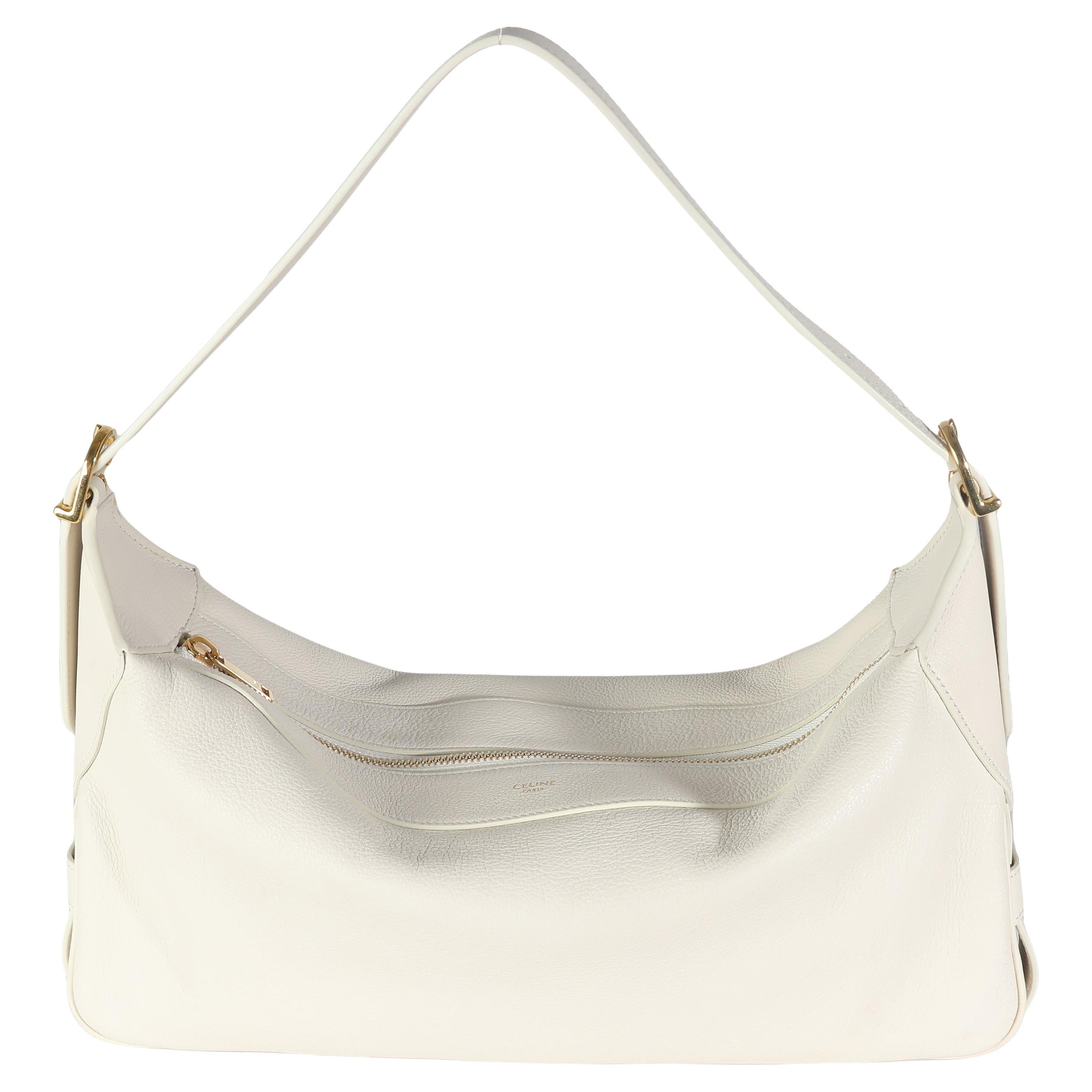 Celine White Supple Calfskin Medium Romi