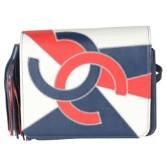 Chanel Red Blue White Lambskin Patchwork CC Flap Bag