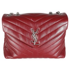 Saint Laurent Burgundy Calfskin Medium Loulou Chain Bag