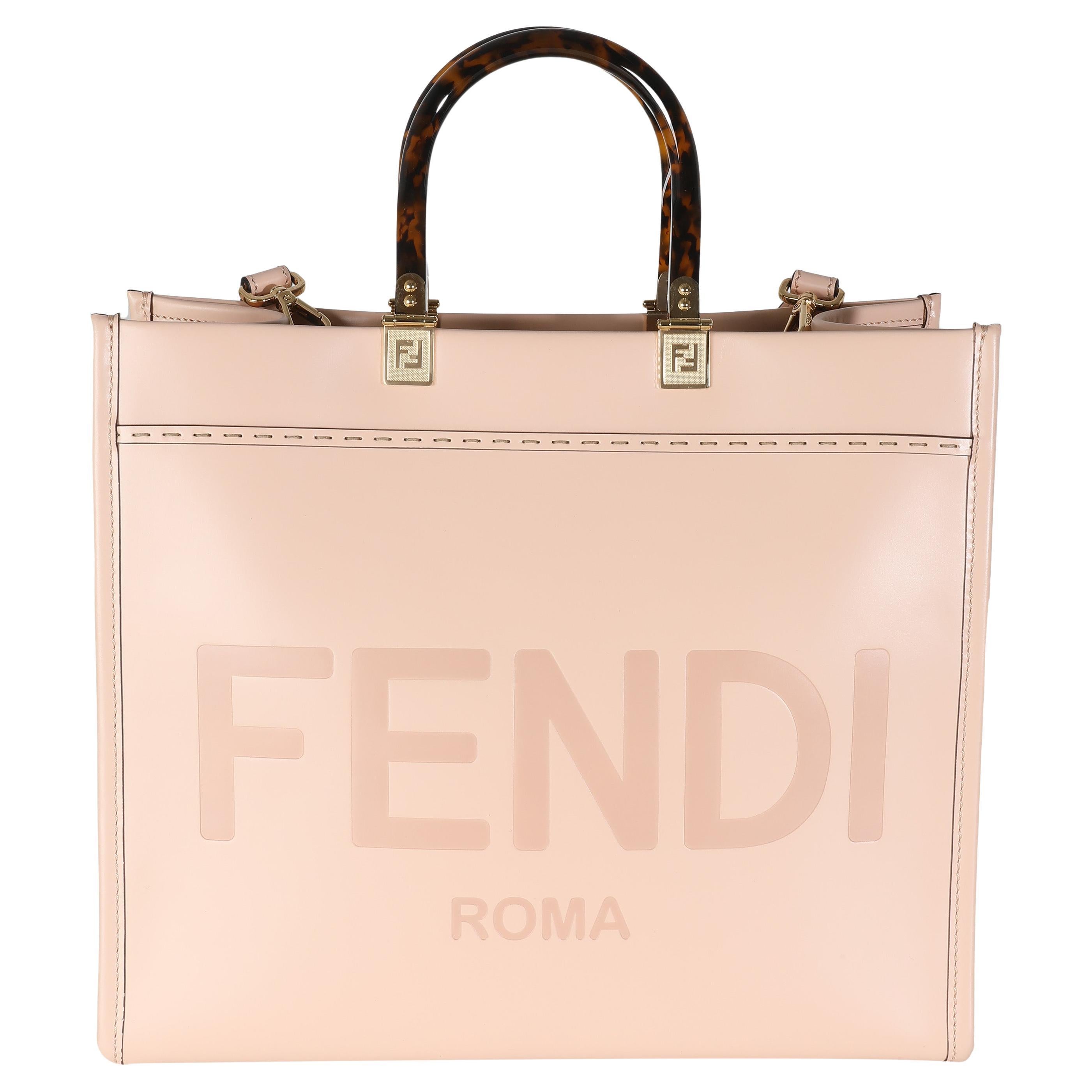 Fendi Light Rose Vitello King Plexiglass Medium Sunshine Shopper Tote For Sale