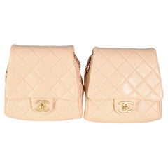 Chanel 19S Beige Quilted Lambskin Side Packs
