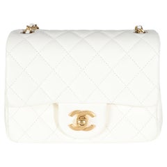 Chanel White Quilted Lambskin Pearl Crush Mini Flap Bag