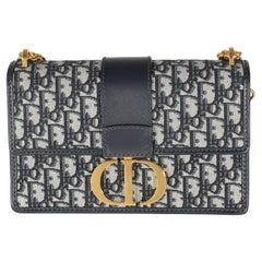Christian Dior Borsa a catena obliqua Jacquard 30 Montaigne Navy