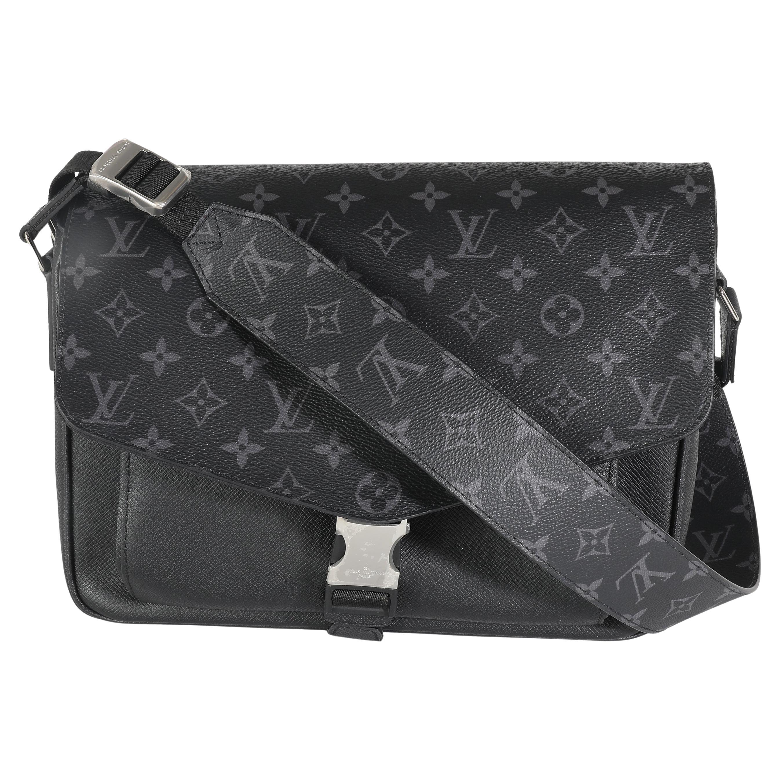 Louis Vuitton Black Taigarama Monogram Eclipse Outdoor Flap Messenger For Sale