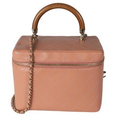Chanel Pink Quilted Lambskin Knock On Wood Vanity Case