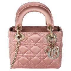 Christian Dior Staubrosa Satin Cannage Kristall Mini Lady Dior