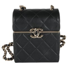 Chanel 23C Black Quilted Lambskin Box Chain Vanity