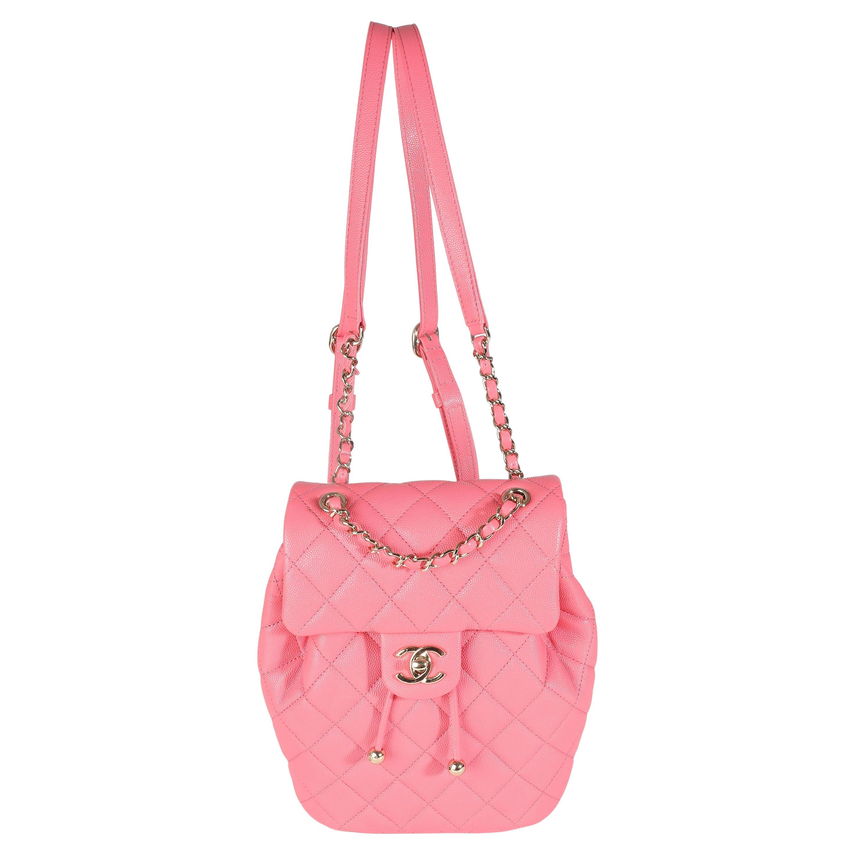 Chanel Rosa gesteppte Kaviar-Rucksack-Handtasche mit Kordelzug