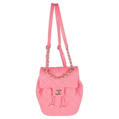 Chanel Rosa gesteppte Kaviar-Rucksack-Handtasche mit Kordelzug