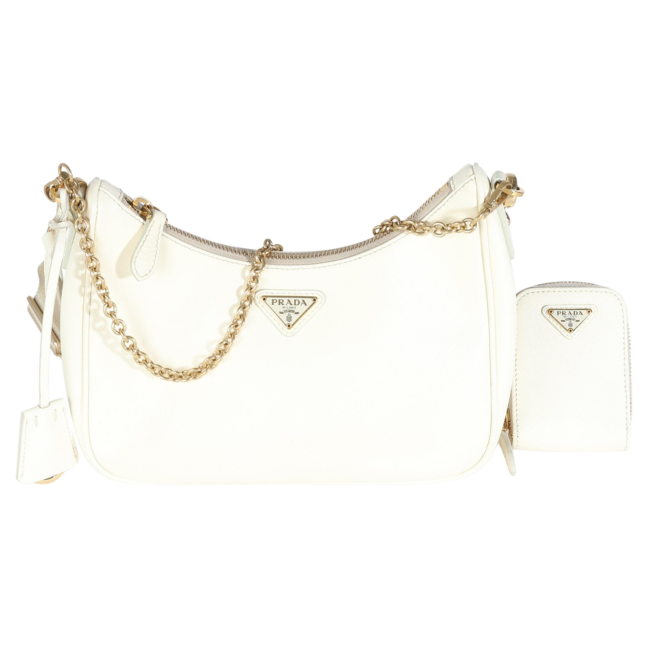 Borsa Prada White Saffiano Riedizione 2005