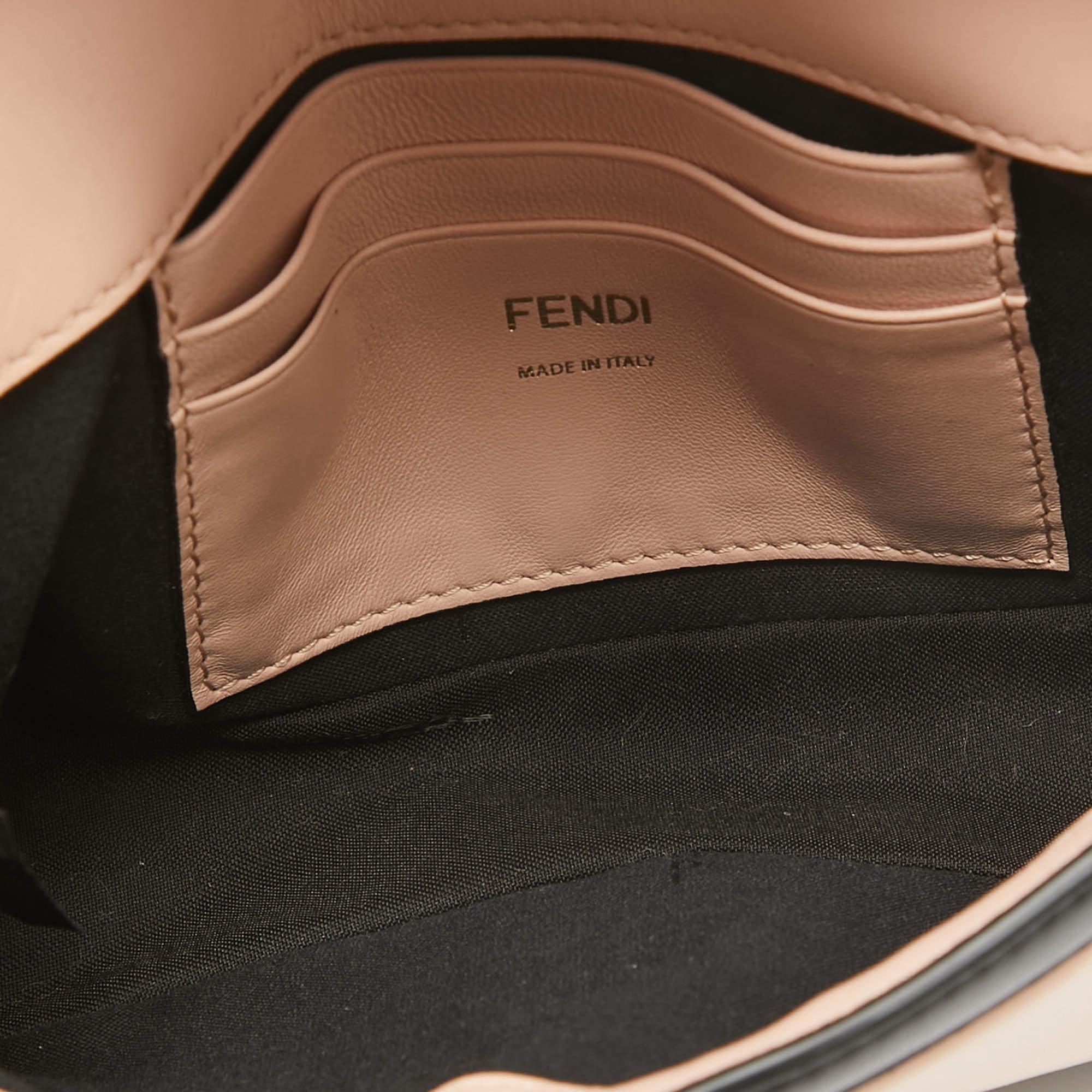 Fendi Pink/Black Leather Mini Baguette Chain Bag 3