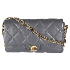 Chanel Gray Quilted Lambskin Crush On Chains Flap Bag