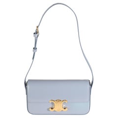 Celine Borsa a tracolla Triomphe in vitello lucido blu pallido