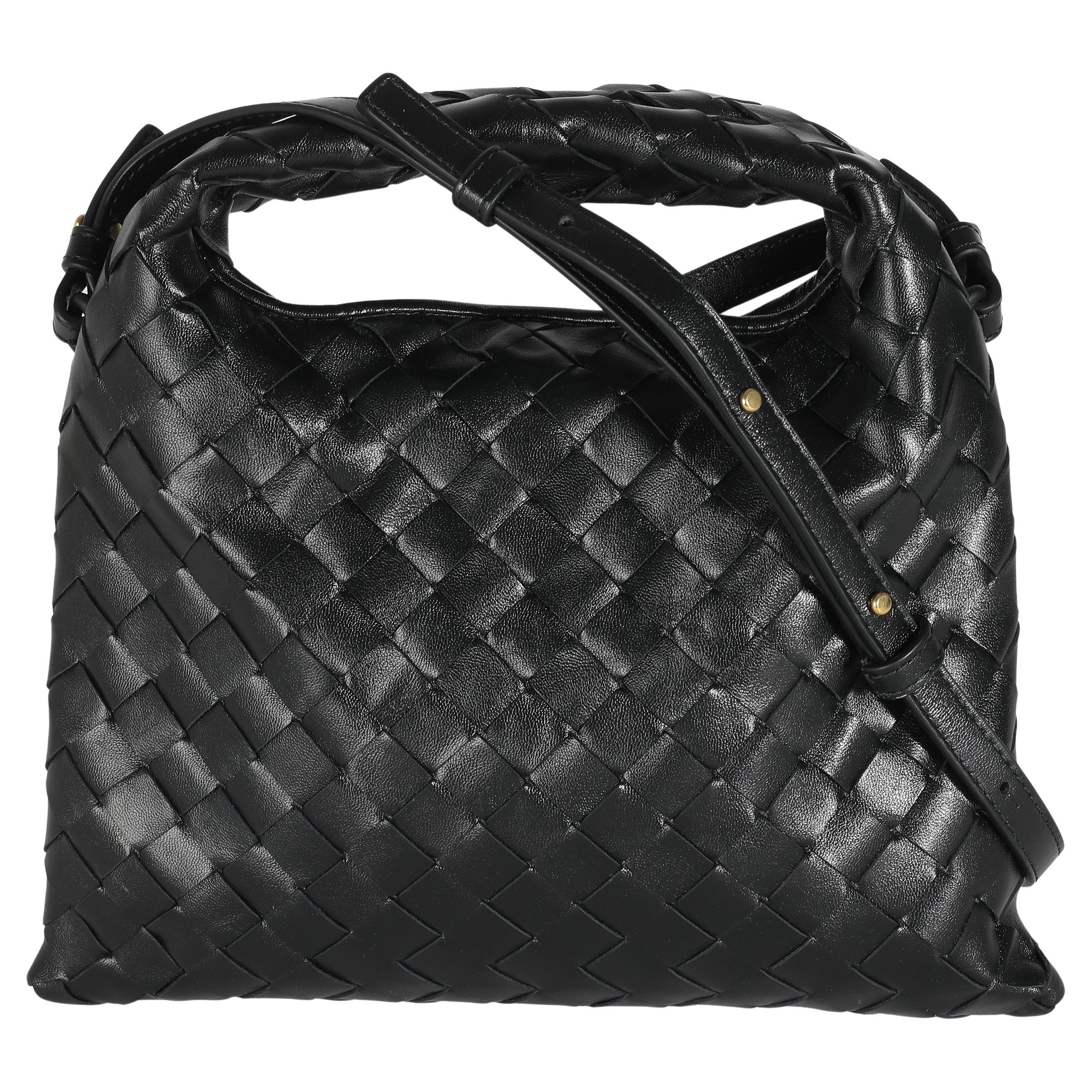 Bottega Veneta Black Nappa Intrecciato Mini Hop Hobo For Sale