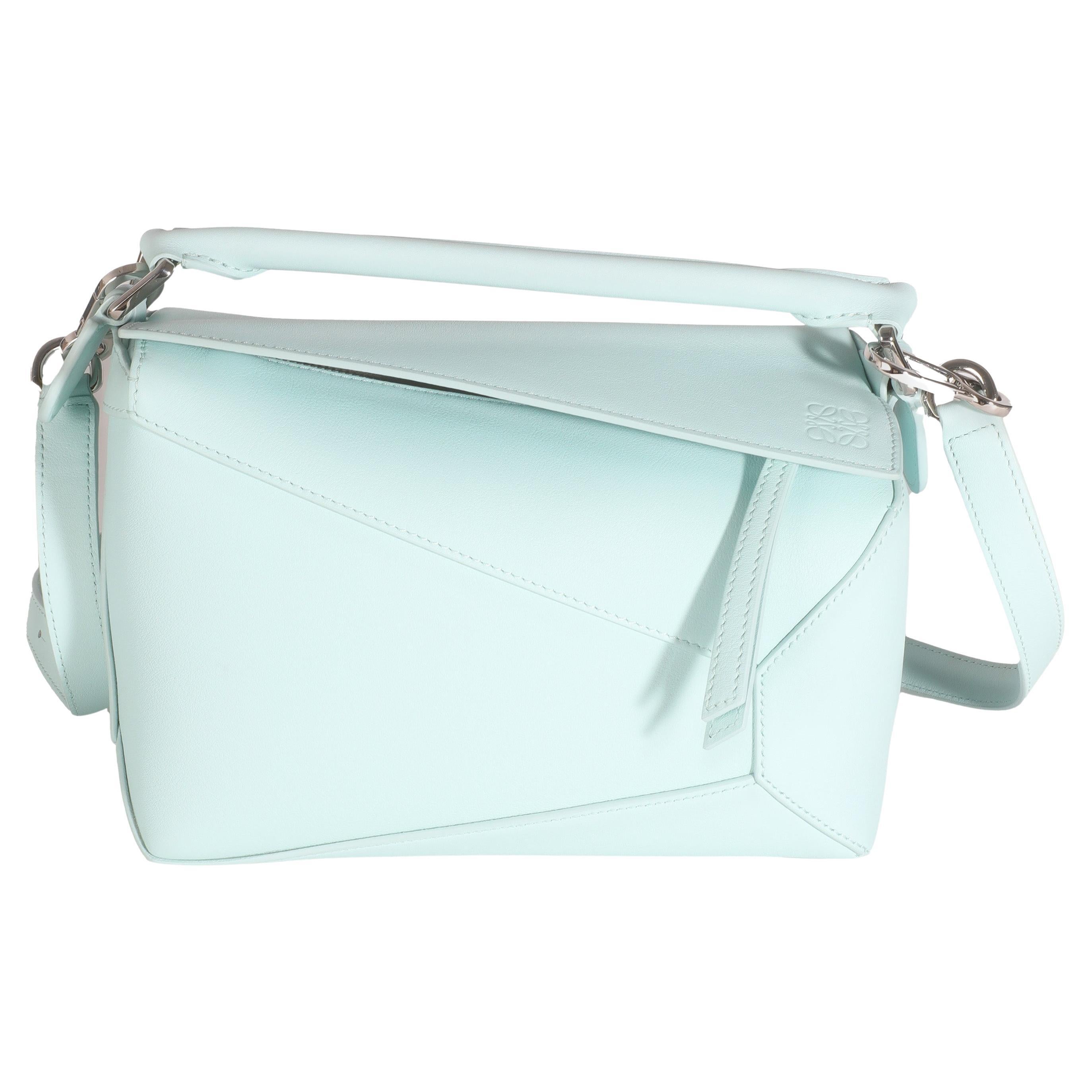 Loewe Blue Iceberg Classic Calfskin Small Puzzle Edge Bag For Sale