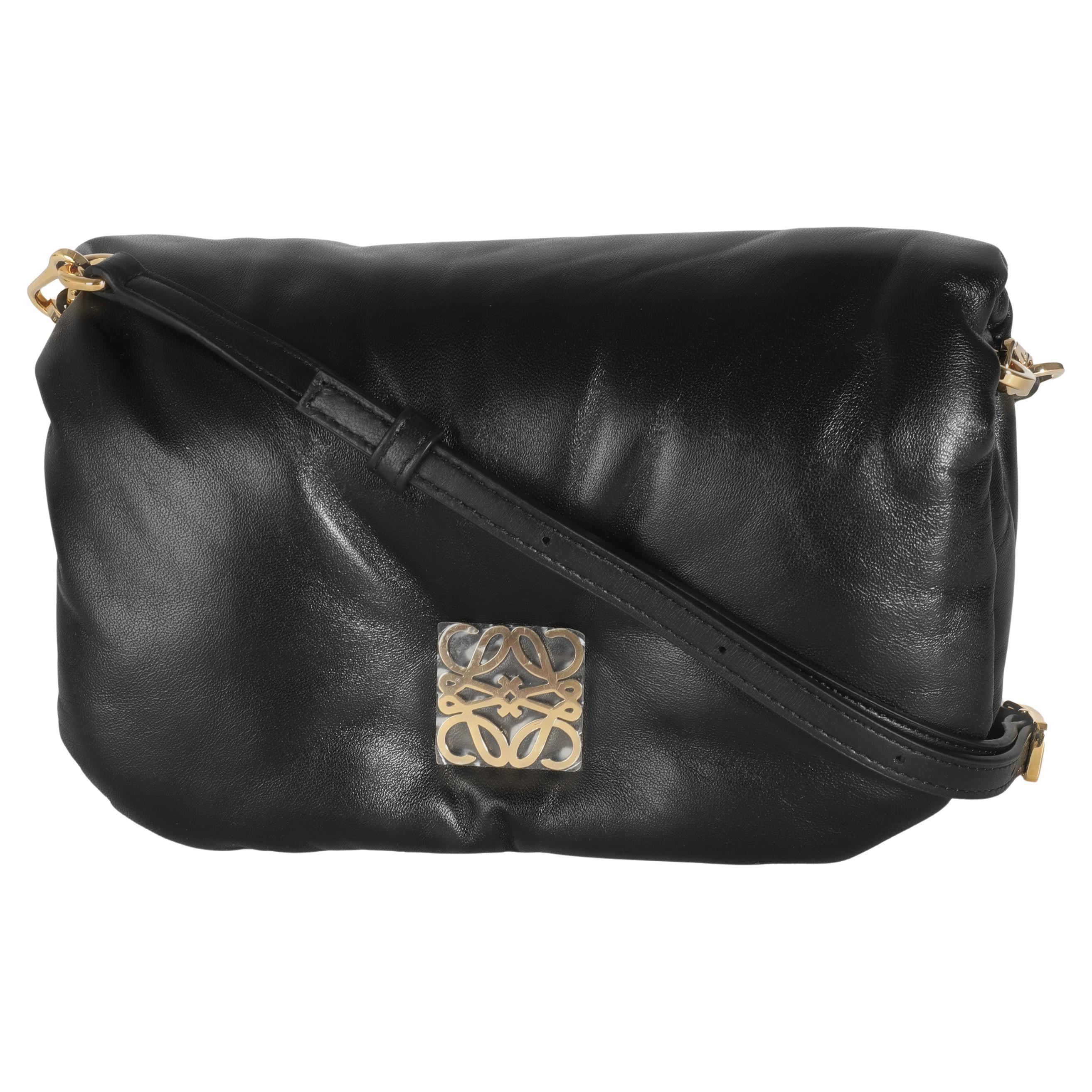 Loewe Black Shiny Nappa Lambskin Mini Puffer Goya For Sale