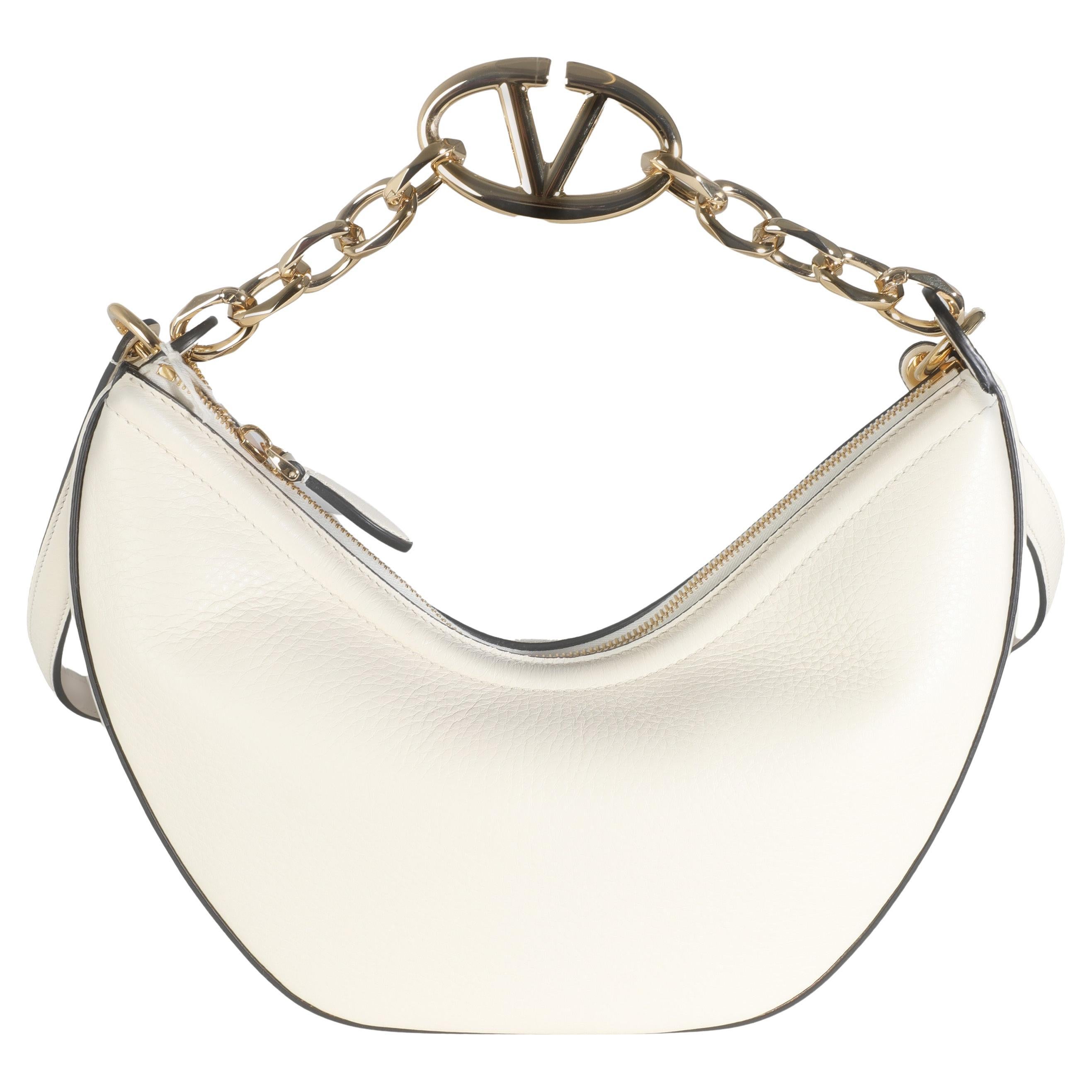Valentino Ivory Nappa Small Vlogo Moon Hobo