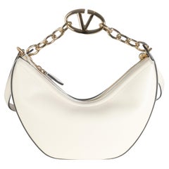 Valentino Ivory Nappa Small Vlogo Moon Hobo