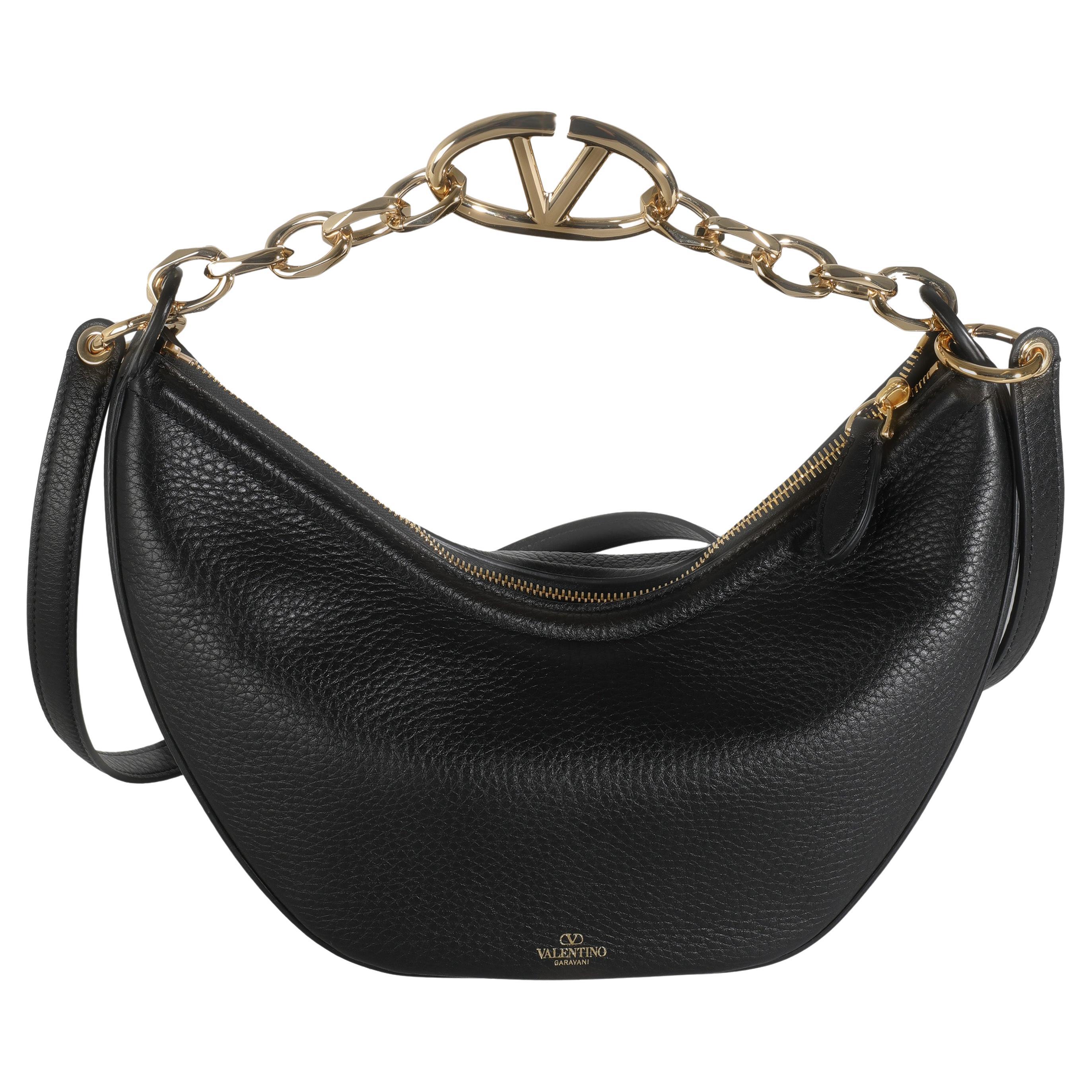 Valentino Black Nappa Small Vlogo Moon Hobo For Sale