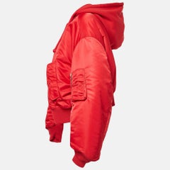 Vetements Red Synthetic Zip-Up Puffer Hooded Jacket M