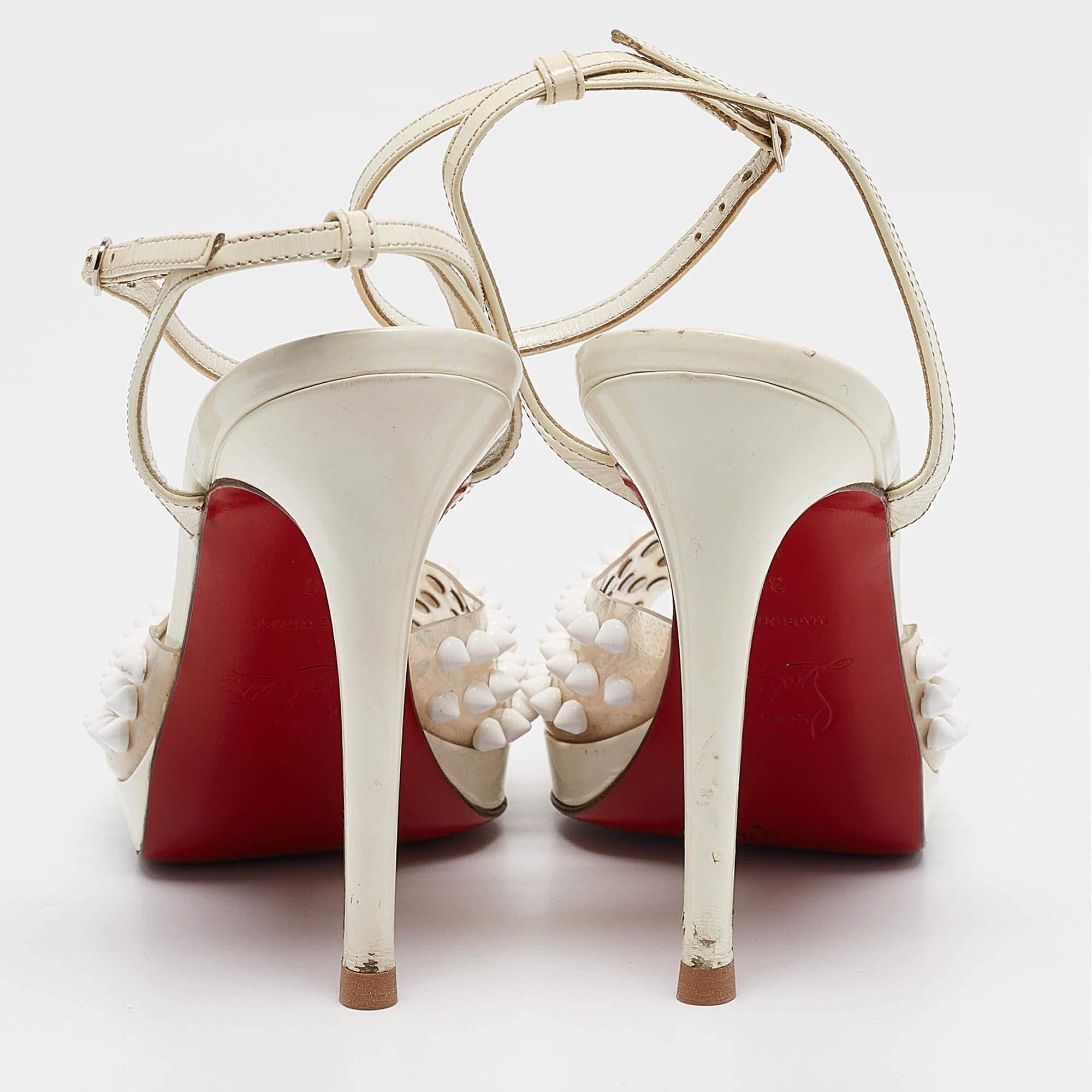 Christian Louboutin escarpins St Jeanette vernis transparent/crème et PVC taille 36 Pour femmes en vente