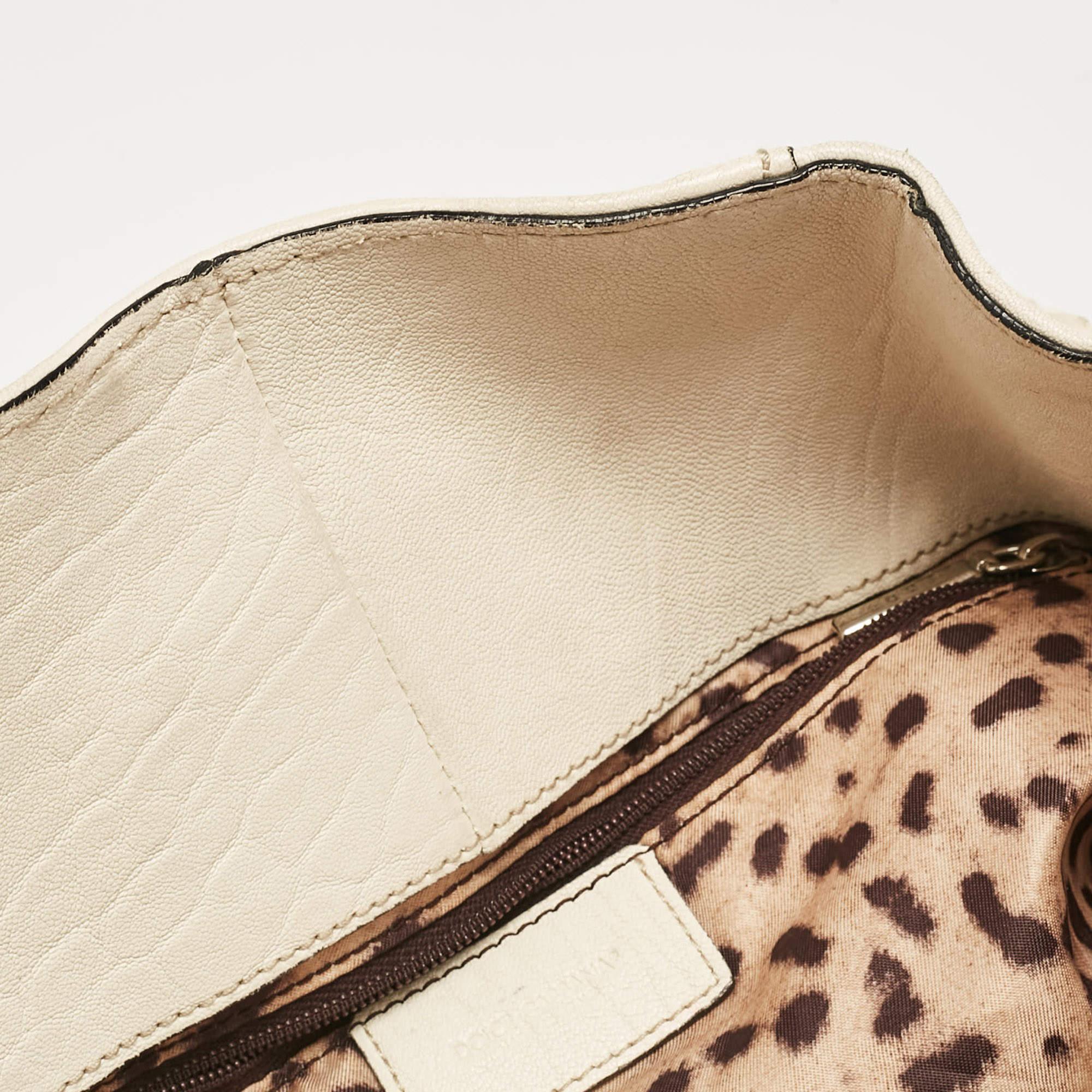 Dolce & Gabbana Off White Leather D Ring Flap Shoulder Bag 3