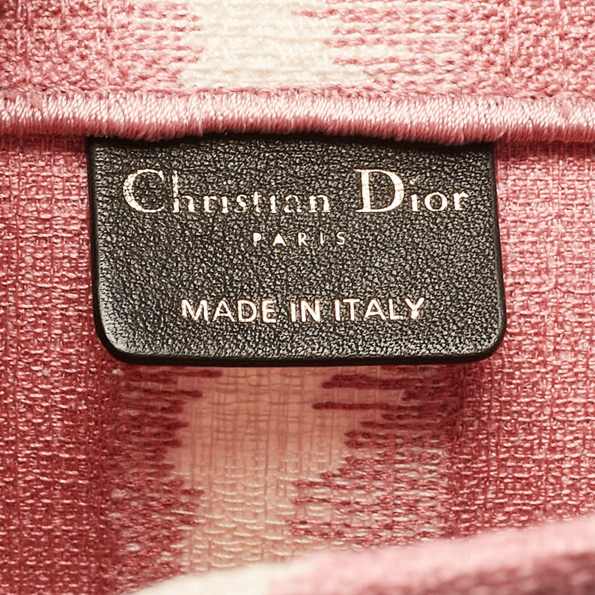 Dior Pink/White Canvas Large Stripe Book Tote For Sale 3