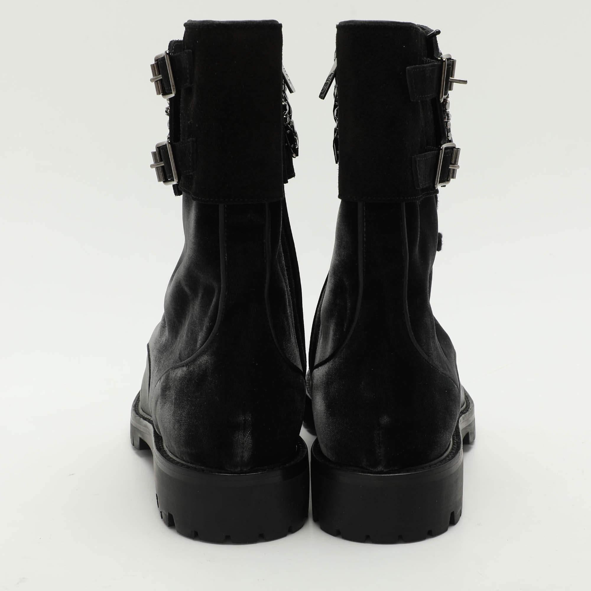 De las mujeres René Caovilla Botines de terciopelo negro con adornos Talla 38 en venta